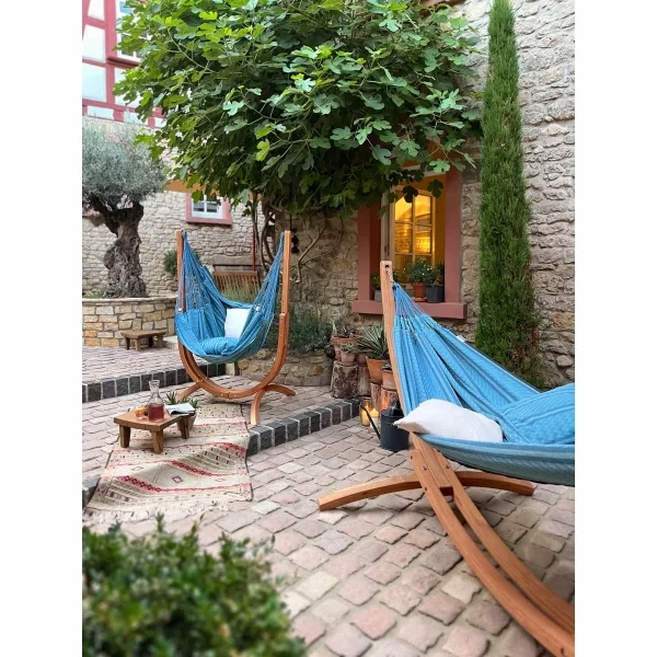 La Siesta Udine Organic Blue Zebra hanging chair with frame UDU18-Z3